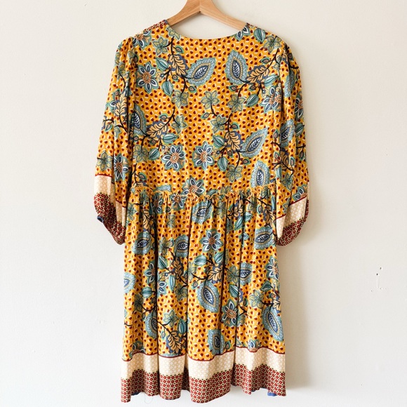 Floral Print Bohemian V Neck Dress Size Medium - Picture 4 of 6